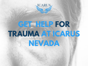 A closeup of a man crying shows the concept of Icarus in Las Vegas offers PTSD and trauma treatment programs at both the inpatient and outpatient level