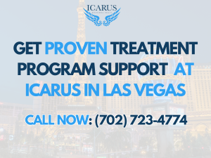 An image of the Las Vegas skyline shows the concept of Reach out to Icarus in Nevada today to schedule a confidential consultation and insurance verification