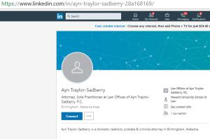 LinkedIn Profile of Attorney Ayn Traylor Sadberry