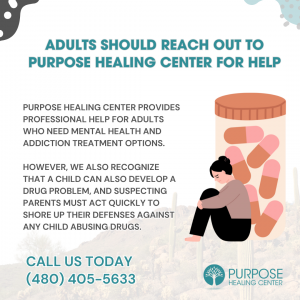 An infographic shows the concept of Make the confidential call to Purpose Healing Center today for accredited sobriety support