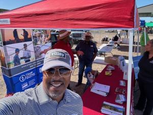 A photo showing Lagrand Elliott, co-owner of the largest urban farm in Jackson, Miss., and the educational outreach director for TEAM Tilley