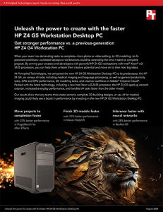 First page of a technical report with the headline "Unleash the power to create with the faster HP Z4 G5 Workstation Desktop PC". Image of a lion and aHP Z4 G4 Workstation PC