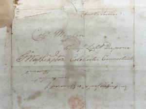 Showing Stephen Moylan's address in Connecticut with a second Washington signature.