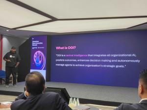 Siva Surendira presents OGI from Lyzr at Accenture Tech Next Challenge