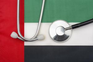 UAE flag United Arab Emirates and stethoscope