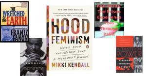 Collage of book covers featured in the article '25 Black August Books to Read Before You Die,' including 'The Wretched of the Earth' by Frantz Fanon, 'Hood Feminism' by Mikki Kendall, 'A Taste of Power' by Elaine Brown, 'Last Man Standing' by Jack Olsen,