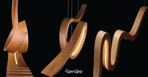 Image of bended wood light pendants