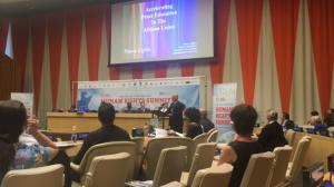 Peace Lights played and Peter Rogina spoke at Human Rights Summit at United Nations in July ‘18