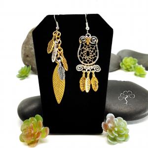 Mismatched Dreaming Owl Earrings from Sonora Kay Creations
