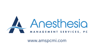 Blue Anesthesia Management Services logo with website text underneath