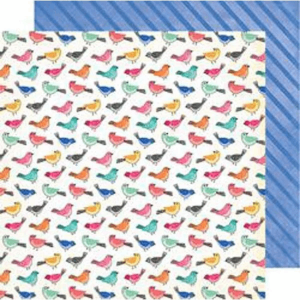 A vibrant 12x12 double-sided patterned paper featuring intricate feather designs in a rich, multicolored palette by Vicki Boutin.