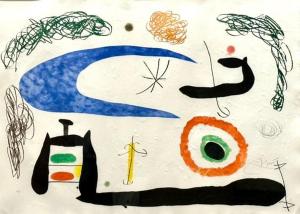 Etching, aquatint, drypoint and carborundum on Arches paper by Joan Miro (Spanish, 1893-1983), titled Dormir Sous La Lune (1969), artist signed and numbered (est. $8,000-$12,000).