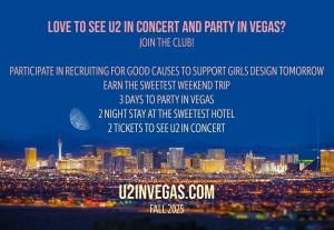 Are you a Sweet Nonprofit that loves to reward supporters? Join the club. Collaborate with Recruiting for Good to inspire your supporters to participate; earn donations and supporters earn 3 Days to Party in Vegas and Experience U2 in Fall 2025