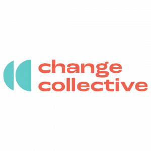 teal and organge logo of change collective organization