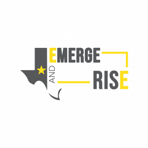 yellow and grey logo of emerge and rise