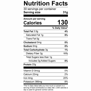 Smash Melon Protein Powder Nutritional Panel