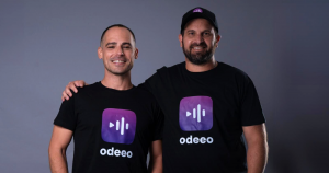 A smiling image of the co-founders from Odeeo