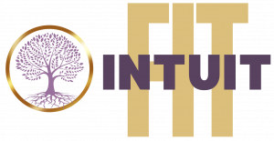 Image of tree within a gold circle and, to the right, the words "Fit Intuit" in block letters overlapping