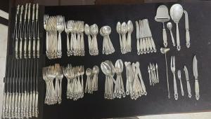 165-piece Georg Jensen acorn sterling silver European dinner-size flatware service for 12 in very good condition and including a soft storage case. It’s expected to sell for $18,000-$22,000.