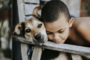 boy and dog