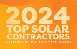 Logo showing award for Solar Power World magazine's top 2024 solar installation companies in Virginia.