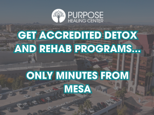 Mesa cityscape shows the concept of At less than twenty minutes drive from most of Mesa, Purpose Healing in Scottsdale offers proven support for recovery