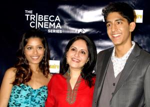 Loveleen Tandan with Frida Pinto & Dev Patel at an NYC screening of "Slumdog Millionaire." (2009)