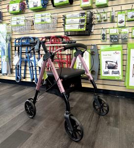 A NOVA petite rollator in pink.