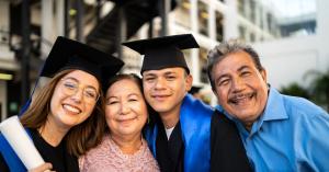 Family celebrating graduation