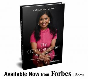 Book cover for Marcela Manjarrez's "The CEO's Competitive Advantage," a Forbes Books release