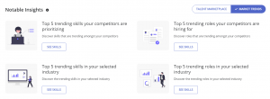 Dashboard image of Skill Inventory showing multiple insights identified from market data.