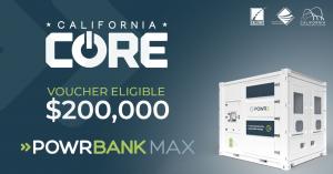 The POWRBANK MAX BESS is eligible for California CORE vouchers