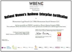 Momentum Legal Search WBENC Certificaiton