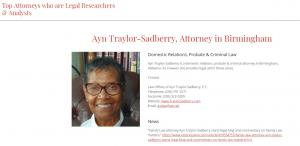 Ayn Traylor Sadberry, Profile at SolomonLawGuild