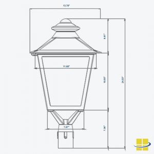 RADA - LED Post Top Light Fixture Dimensions