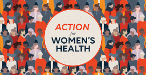 This Action for Women's Health Open Call banner shows a colorful group of women.