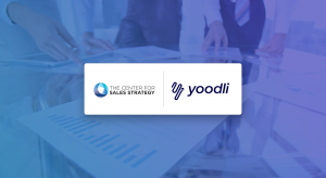 The Center for Sales Strategy and Yoodli Logos laid over a business results image