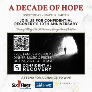 Confidential Recovery 10 Year Anniversary Celebration Flyer