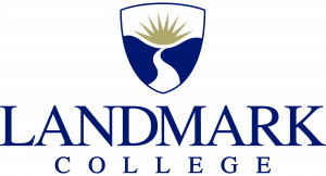 Landmark College logo in dark blue