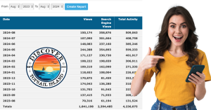 Chart of DiscoverTopsailIsland.com statistics of their first year