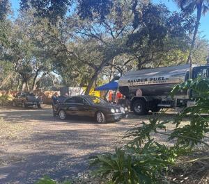 Fuel Truck Supplying the Hospital Staff with Fuel