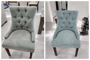 Upholstery steam cleaning in Van Nuys - Blue Chairs, before and after