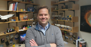 Andrew Vanden Heuvel at his office where he creates immersive STEM learning experiences.