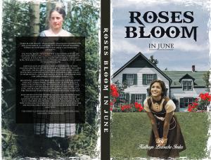 Rose sits in front of her white house in the country. Red roses are in full bloom in fron of the house.