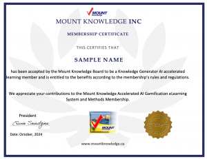 Knowledge Generator Certificate Presented to all donors.