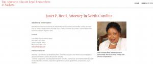 Attorney Janet Pittman Reed, North Carolina