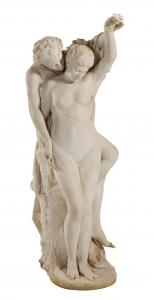 Carved Carrara marble sculpture by Salvatore Florenti Albano (Italian, 1841-1893), created in 1897 and titled L’Amore E Psiche (Cupid and Psyche) (est. $20,000-$40,000).