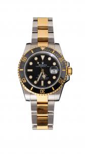 Men’s 18k yellow gold and stainless-steel Rolex Submariner black wristwatch (est. $12,000-$15,000).