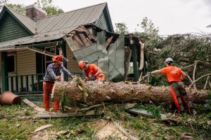 Samaritan's Purse volunteers assisting in Hurricane Helene relief efforts.