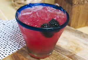 A photo of a Hibiscus Diablo margarita from Rodrigo's Mexican Grill